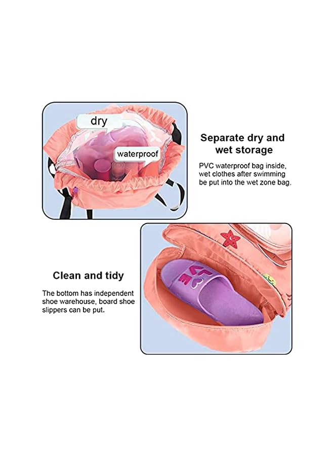 PROMASS Children'S Drawstring Bags Swimming Backpack, Drawstring Children'S Swimming Bag, Beach Bag, Sports Fitness Bag, Dry And Wet Separation, Suitable For Children, Men And Momen. (Red Unicorn) - Image 2