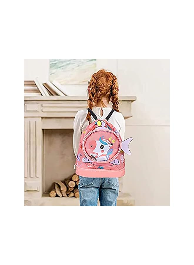 PROMASS Children'S Drawstring Bags Swimming Backpack, Drawstring Children'S Swimming Bag, Beach Bag, Sports Fitness Bag, Dry And Wet Separation, Suitable For Children, Men And Momen. (Red Unicorn) - Image 4