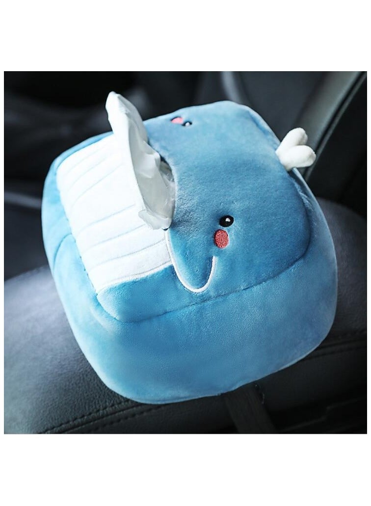 حامل مناديل السيارة على شكل حوت - علبة مناديل معلقة بقطيفة لطيفة للسيارات - Image 3