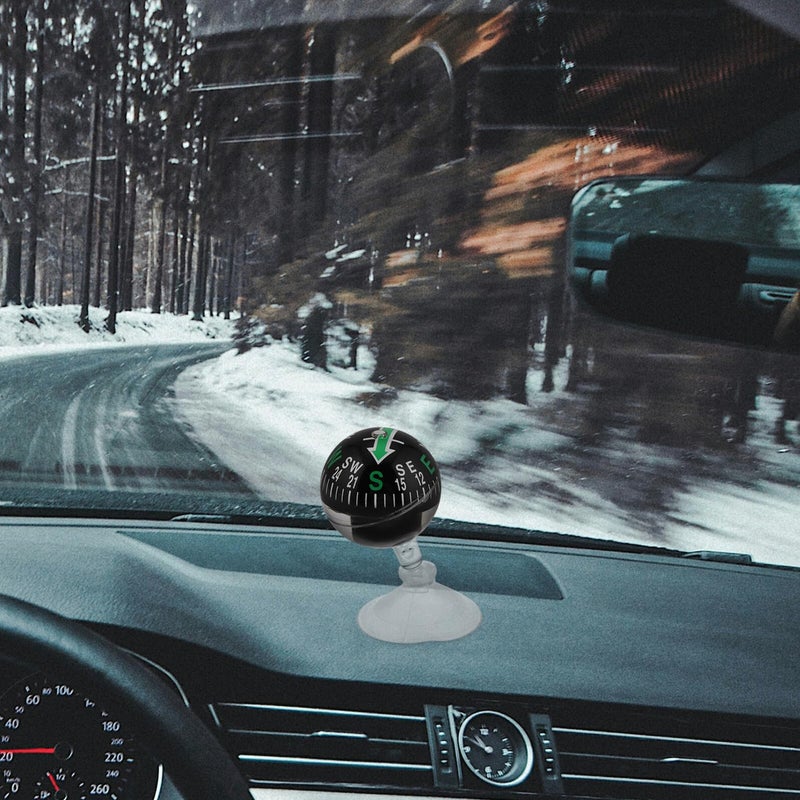 38mm Black Plastic Car Windshield Dashboard Compass with Suction Cup for Vehicle Marine Navigation - Image 5