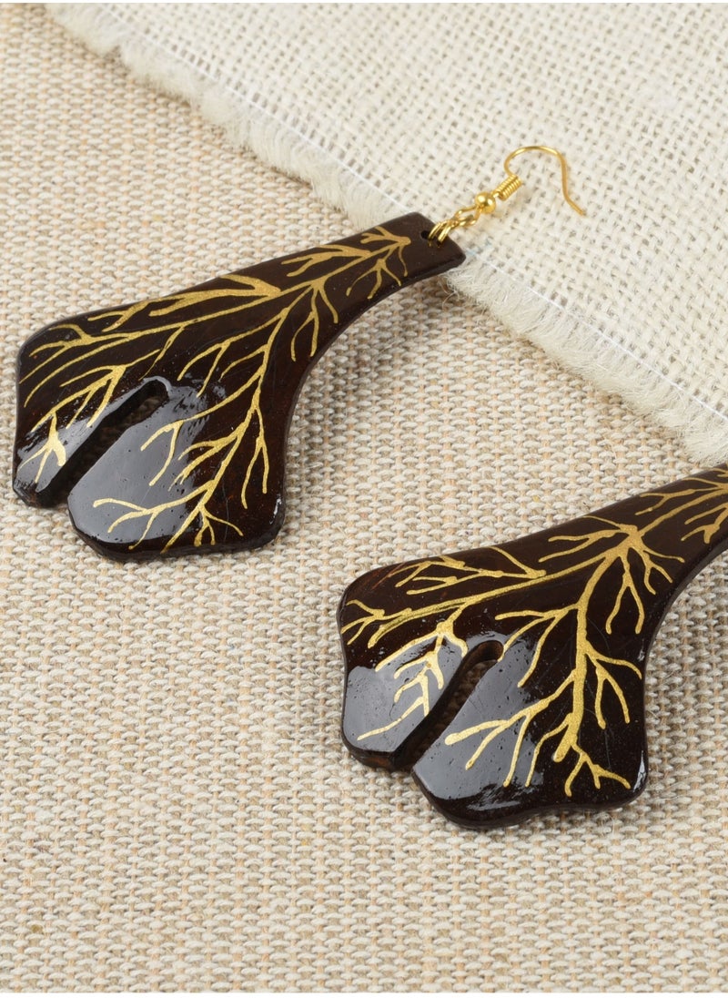 N & H N&H Eco-friendly Handmade Jewellery 4 Pairs Coconut Wooden Earrings Lightweight Hoopwire Earrings Bohemian Pendant Dangle Earrings Set  - Image 4