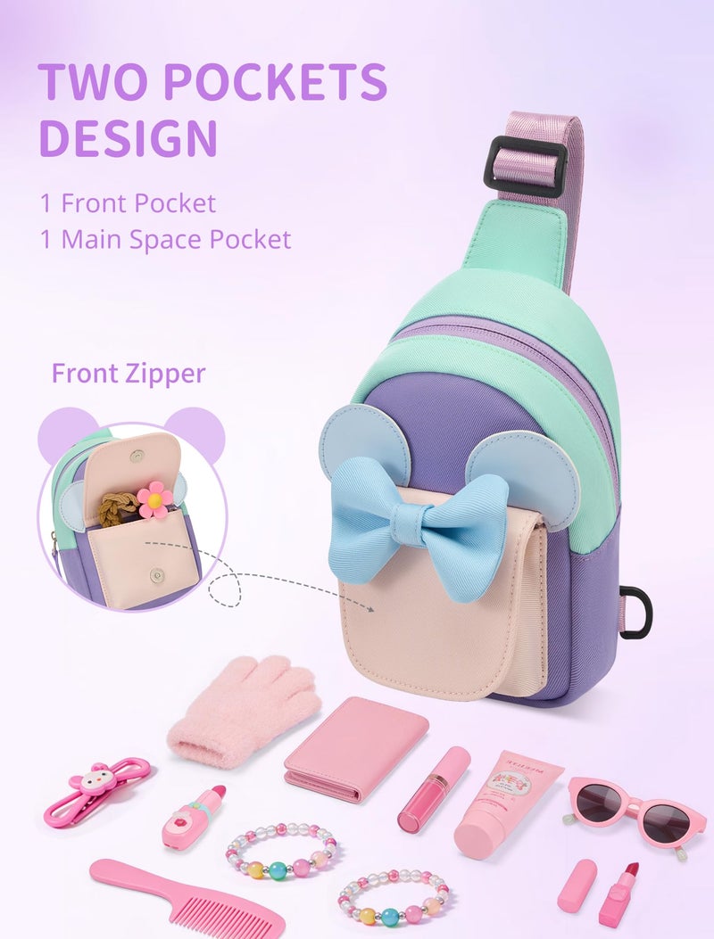 cotmcor Birthday Gifts for 3 4 5 6 7 8 Year Old Little Girl, Kids Purse Toddler Easter Basket Stuffers, Girls Stuff Fashion Sling Crossbody Bag Adjustable Fanny Pack for Outdoor Travel Holiday - Image 4