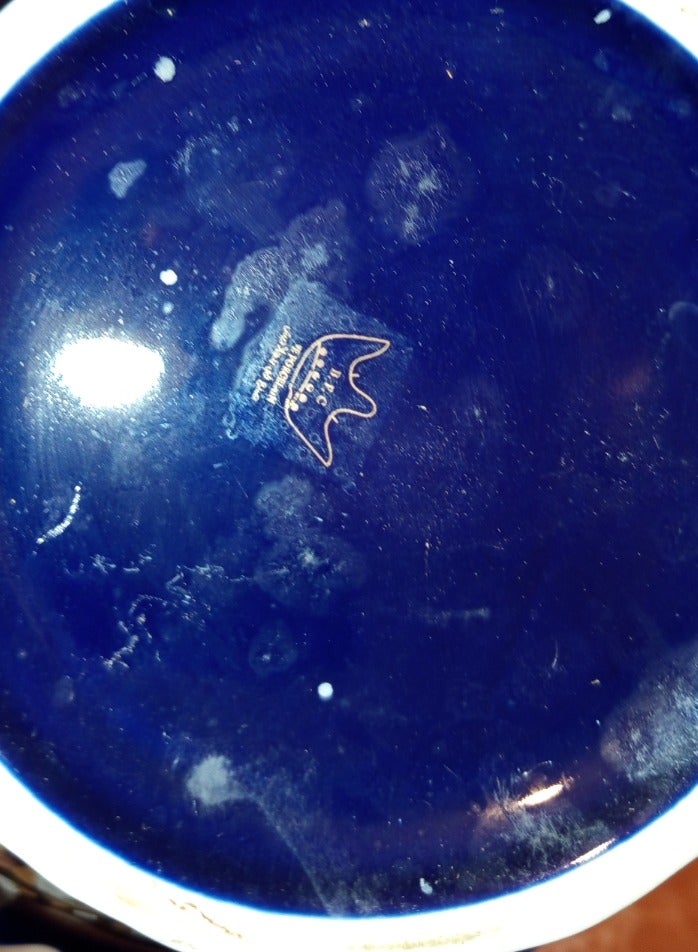 viintage Fine porcelain cobalt blue decorative plate Home decor candy and fruit plate gift navy blue floral 30cm - Image 3