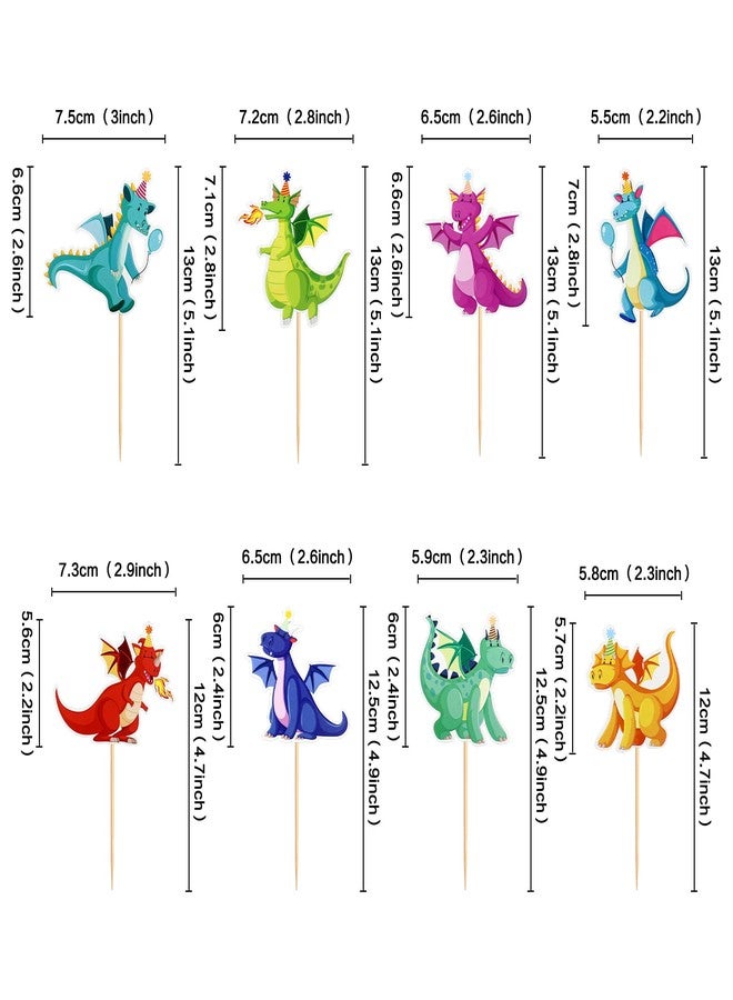 Ercadio 24 Pack Dragon Cupcake Toppers Lovely Dragon Cake Picks Lovely Dragon Cupcake Topper Dragon Cupcake Toppers Picks for Dragon Themed Party Kids Birthday Party Decor Supplies - Image 2