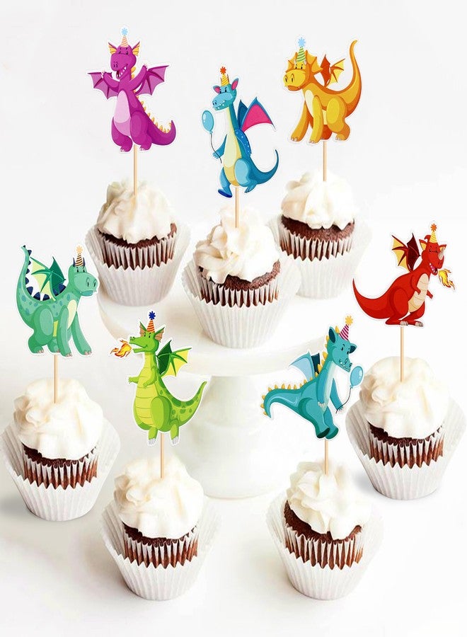 Ercadio 24 Pack Dragon Cupcake Toppers Lovely Dragon Cake Picks Lovely Dragon Cupcake Topper Dragon Cupcake Toppers Picks for Dragon Themed Party Kids Birthday Party Decor Supplies - Image 5