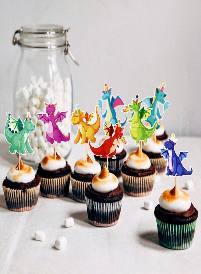 Ercadio 24 Pack Dragon Cupcake Toppers Lovely Dragon Cake Picks Lovely Dragon Cupcake Topper Dragon Cupcake Toppers Picks for Dragon Themed Party Kids Birthday Party Decor Supplies - Image 4