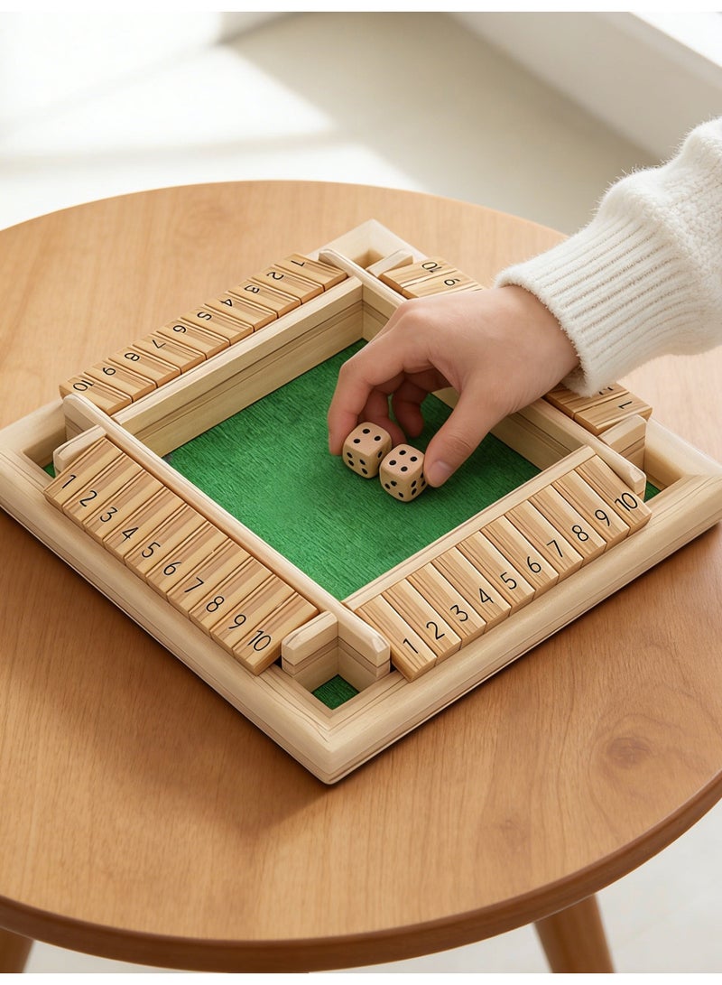 Wooden Shut The Box Dice Game, Family Board Game for Kids & Adults, Math Learning Toy, Number Counting Game, Educational Table Party Game - Image 1