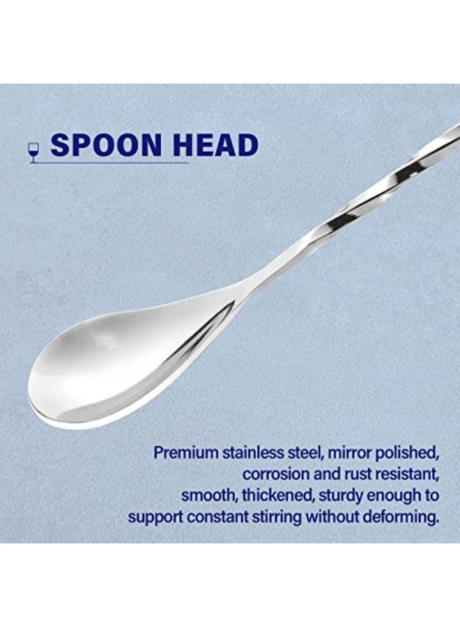 Briout Bar Spoon Cocktail Mixing Stirrers, Stirring Stick for Drink, Stainless Steel, Spiral Long Handle, 12 Inches Silver 2-Pieces - Image 3