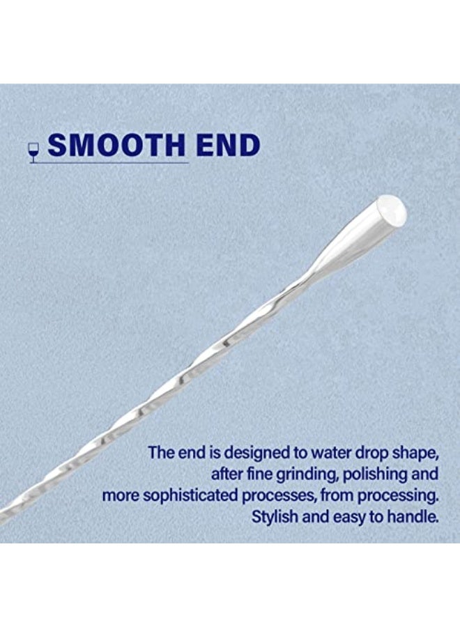 Briout Bar Spoon Cocktail Mixing Stirrers, Stirring Stick for Drink, Stainless Steel, Spiral Long Handle, 12 Inches Silver 2-Pieces - Image 5