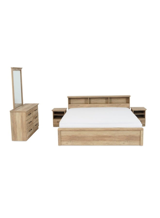 Pan Home طقم غرفة نوم غريمسبي 5 قطع 180×200 سم خشب هندسي - جوزي - Image 1