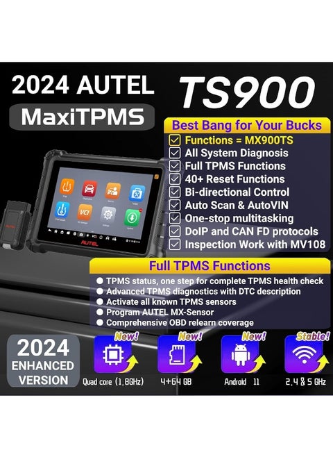 Autel MaxiTPMS TS900 + Free MaxiVideo MV108 TPMS Programming Tool Sensor Programmer Vehicle Diagnostic Scan Tool OBD2 Code Reader