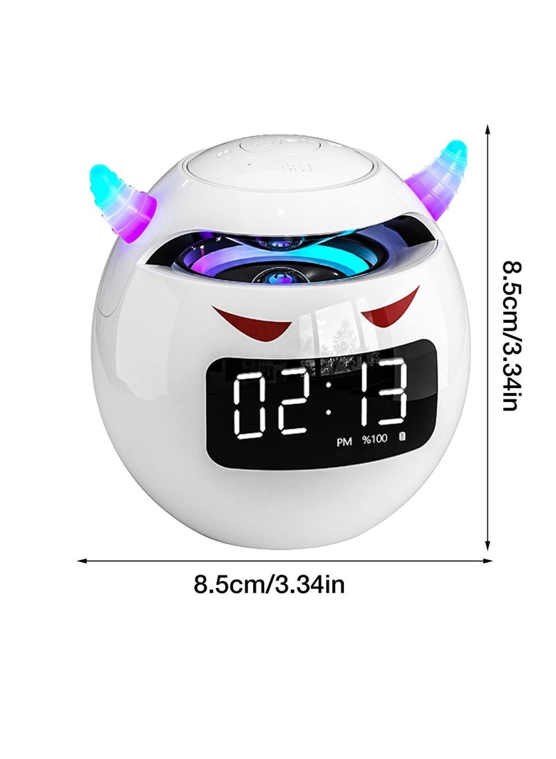 AROAQ Bluetooth Speaker, Audio Speaker With Digital Alarm Clock, Compact And Portable Wireless Music Player, Dual Use Charging Speaker Audio And Alarm Clock With LED Lights, (1pc, White) - Image 2