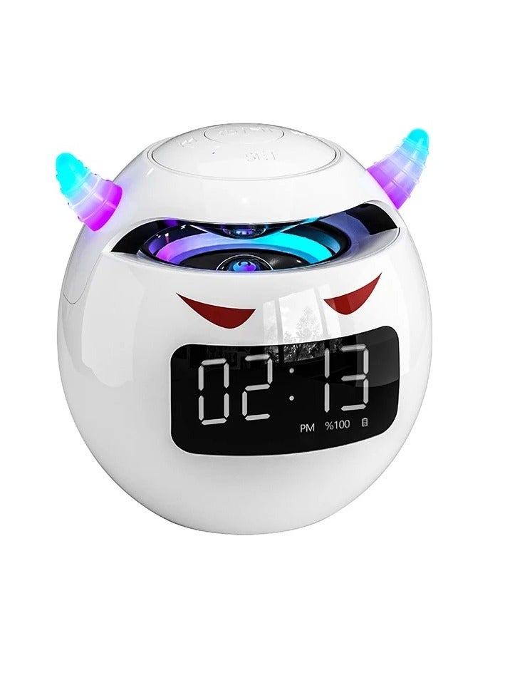 AROAQ Bluetooth Speaker, Audio Speaker With Digital Alarm Clock, Compact And Portable Wireless Music Player, Dual Use Charging Speaker Audio And Alarm Clock With LED Lights, (1pc, White) - Image 1