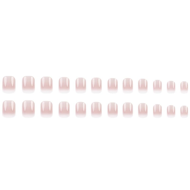 Hrnsnails Nail Press ons, Short Square Press On Nails French Fake Nails with Pink White Ombre Press ons Design, Acrylic Artificial False Nails Press On Stick On Nails for Women - Image 5