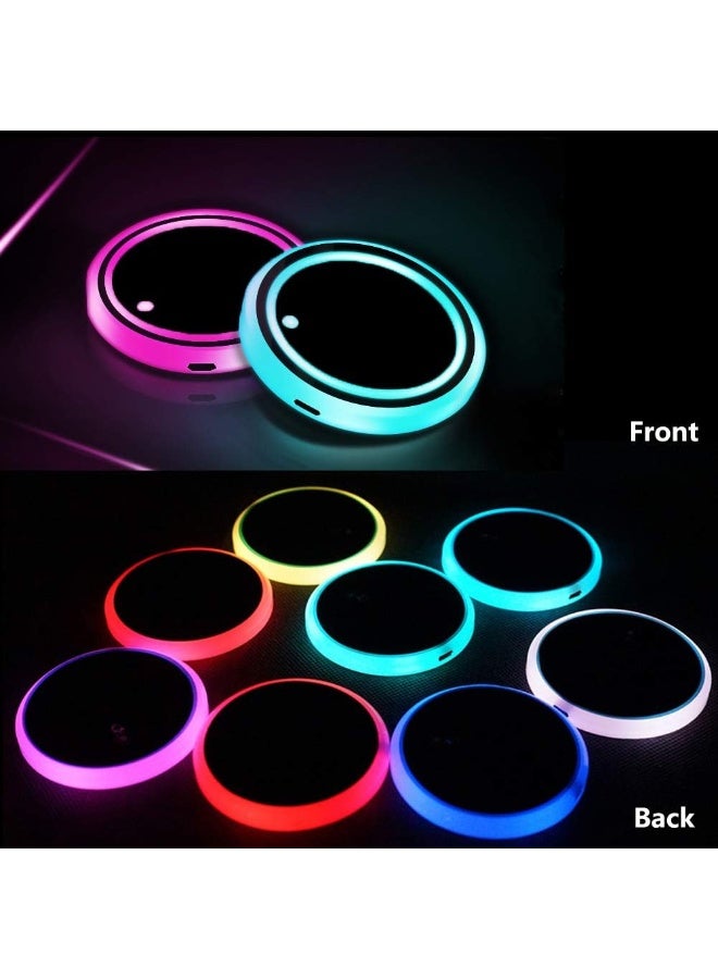 LEDCARE LED Car Cup Holder Lights, 7 Colors Changing USB Charging Mat Waterproof Cup Pad - Image 5