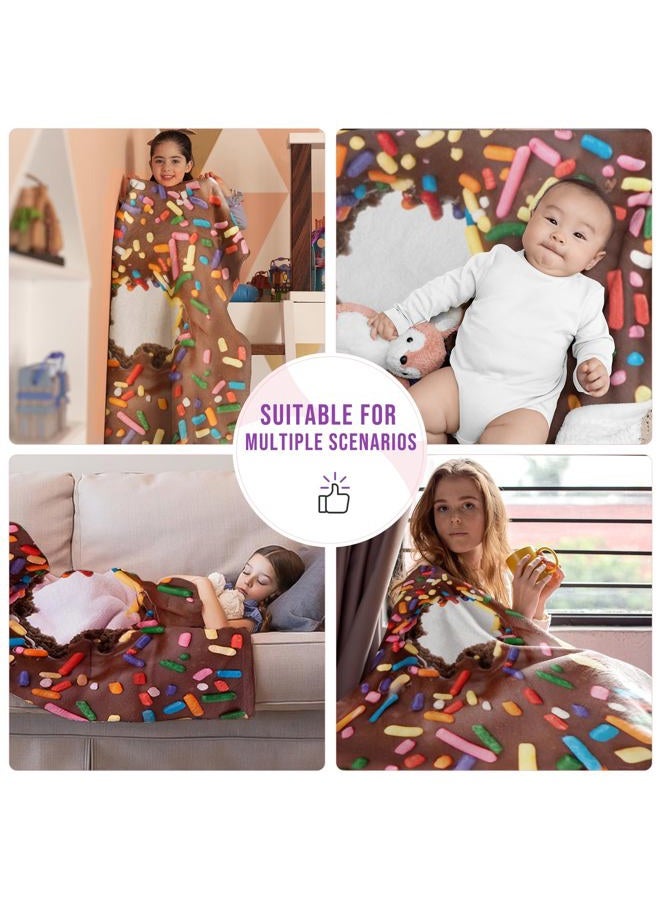 INNOLITES Realistic Donut Blanket, Large 71" Blanket Lightweight and Soft Flannel Novelty Decorative Blanket, Cozy Fleece, Perfectly Round Fuzzy Throws Blanket for Adult and Kids (Donut&Coffee) - Image 4