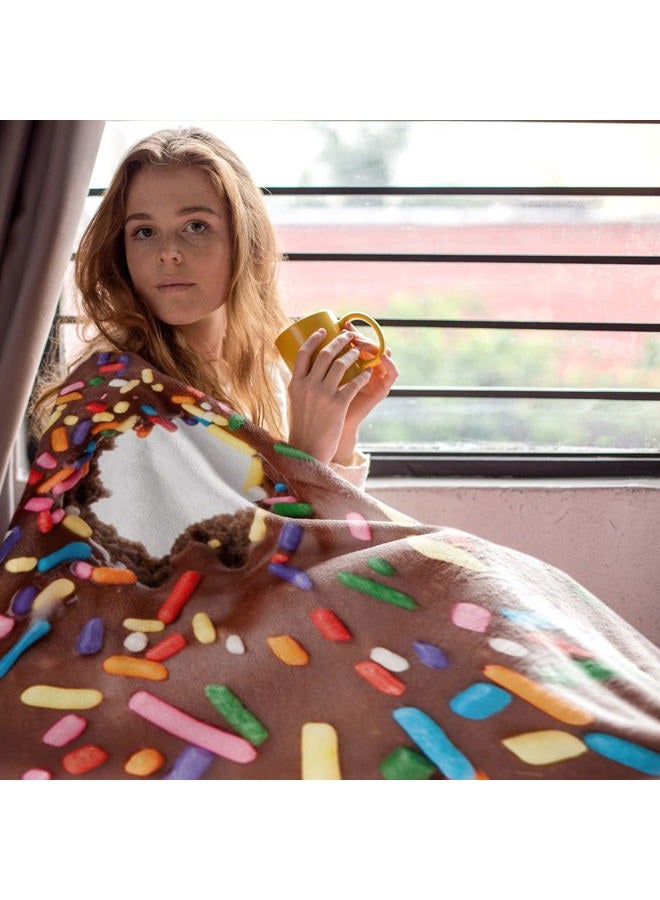 INNOLITES Realistic Donut Blanket, Large 71" Blanket Lightweight and Soft Flannel Novelty Decorative Blanket, Cozy Fleece, Perfectly Round Fuzzy Throws Blanket for Adult and Kids (Donut&Coffee) - Image 5