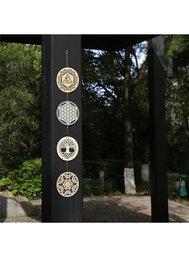 erorex 5.31 Inch Sacred Geometry Wall Art 4 Pcs Set Meditation Decor The Eye Of Horus The Flower Of Life The Tree Of Life Metatron'S Cube Crystal Grid Yoga Decor Wooden Art Set Spiritual Gifts - Image 4