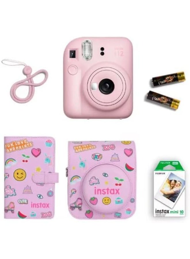 Instax Mini 12 Instant Camera Giftbox, Blossom Pink, with Protective Case, Mini Film (10 Shots), Album, Batteries & Hand Strap - Image 1