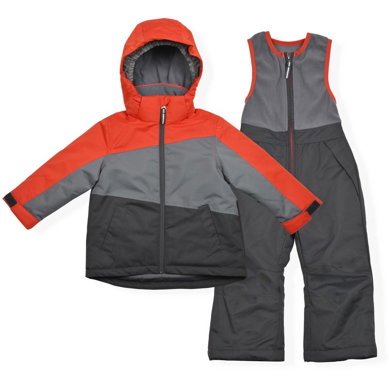 Arctic Quest Boys' Bib Snow Pants and Ski Jacket Water-Resistant Snowsuit For Kids Winter Hooded Jacket, Bold Spice, 18M - Image 1