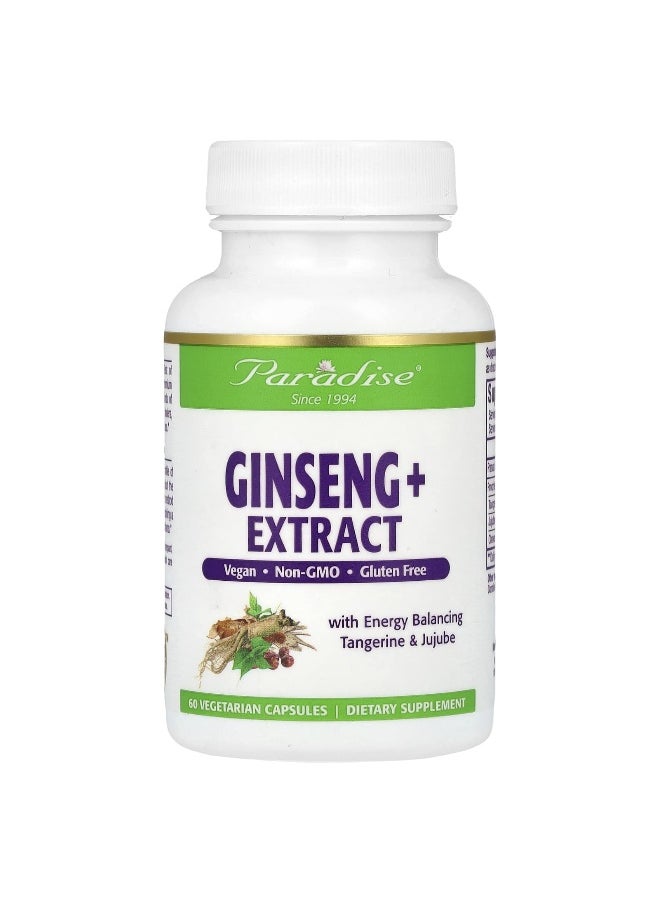 Paradise Herbs Paradise Herbs, Ginseng+ Extract, 60 Vegetarian Capsules  - Image 1