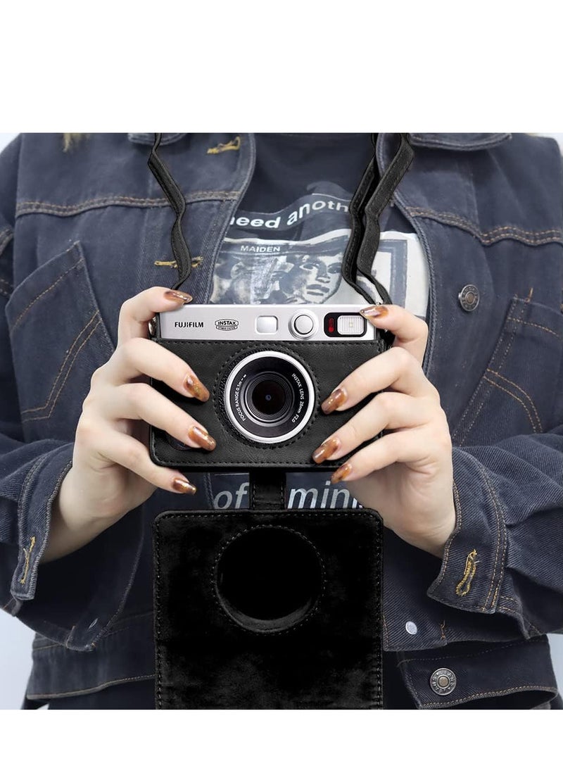 Mini Evo Case for Fujifilm Instax Mini Evo Instant Camera Retro Vintage Pu Leather with Adjustable shoulder Strap Carrying Bag Accessories,Retro Vintage(Black)  - Image 2