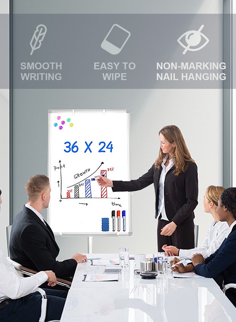 كيدل ألواح الكتابة القابلة للمسح الجاف من KidLe، سبورة بيضاء متحركة بقاعدة دائرية - سطح أملس مطلي بثلاث طبقات، مثالية للعصف الذهني الجماعي والتعليم - Image 2