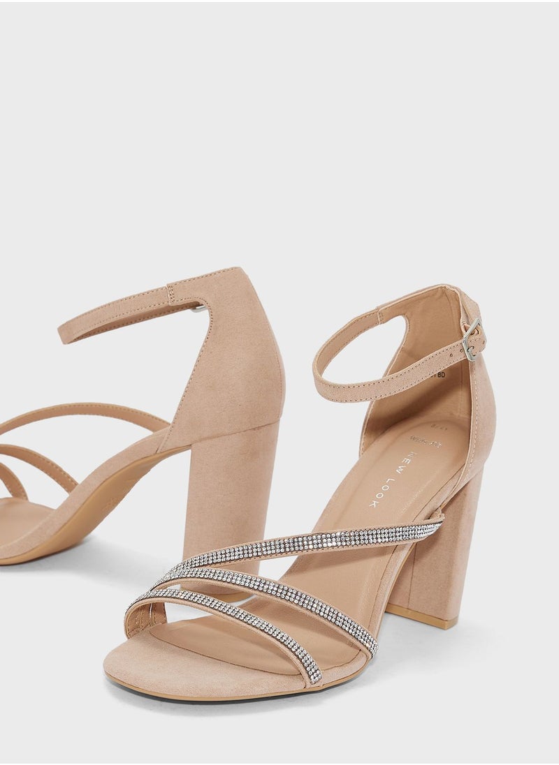 NEW LOOK - Sparkle Ankle Stap Sandals - Image 1