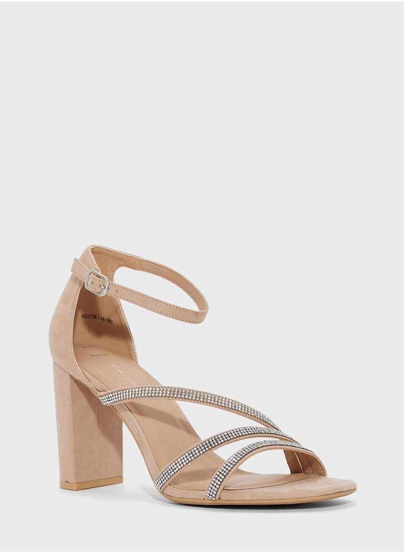 NEW LOOK - Sparkle Ankle Stap Sandals - Image 1