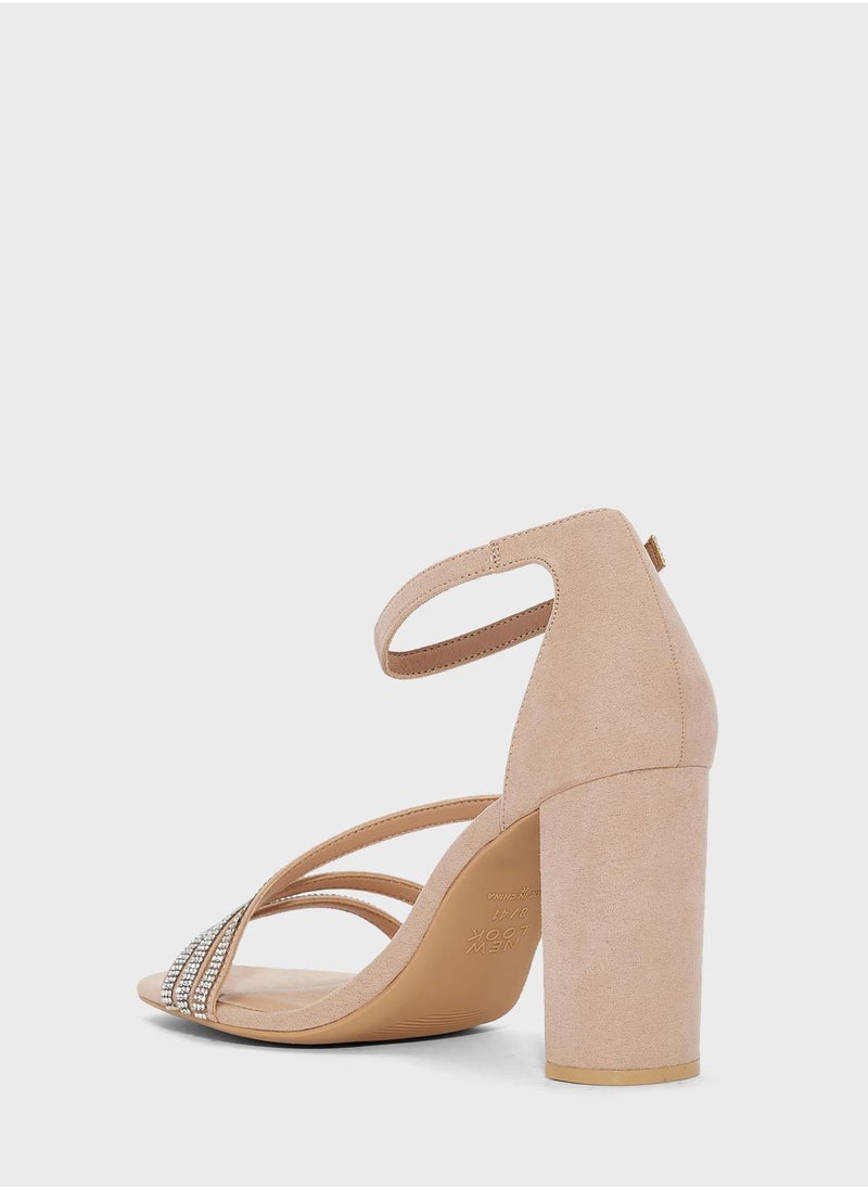 NEW LOOK - Sparkle Ankle Stap Sandals - Image 1