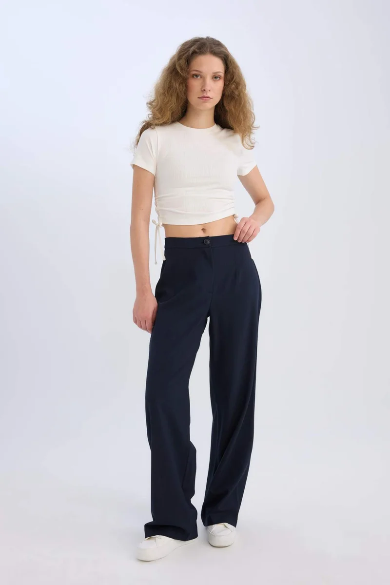 ديفاكتو Normal Waist Loose Fit Standard Length Wide Leg Trousers