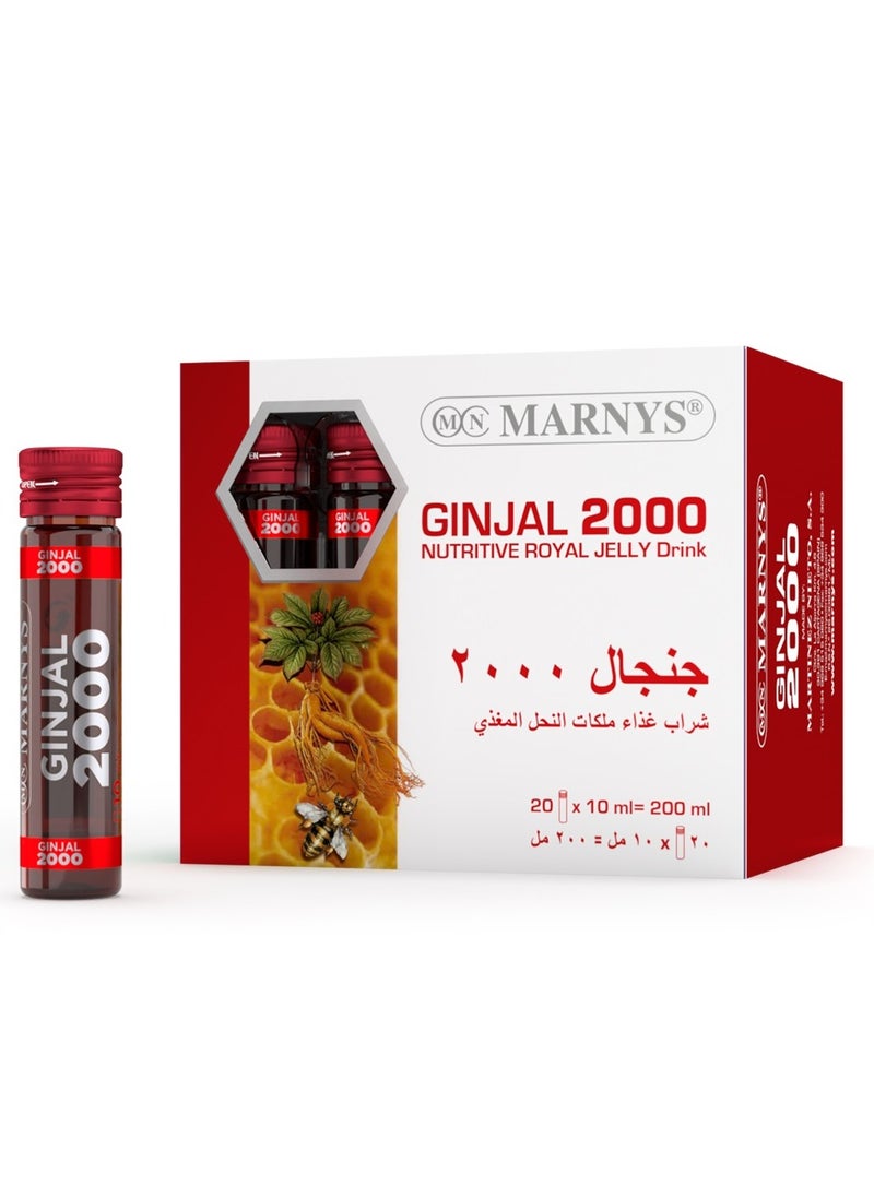 MARNYS - GINJAL 2000 - Royal Jelly, Ginseng & Vitamin C - 20 Drinkable Bottles - Image 1