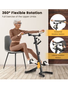 XiuWoo Foldable pedal exerciser for seniors, hand arm leg knee physical therapy exercise bike w/adjustable height, handgrip, resistance Band, recovery home workout equipment for elderly  - Image 2