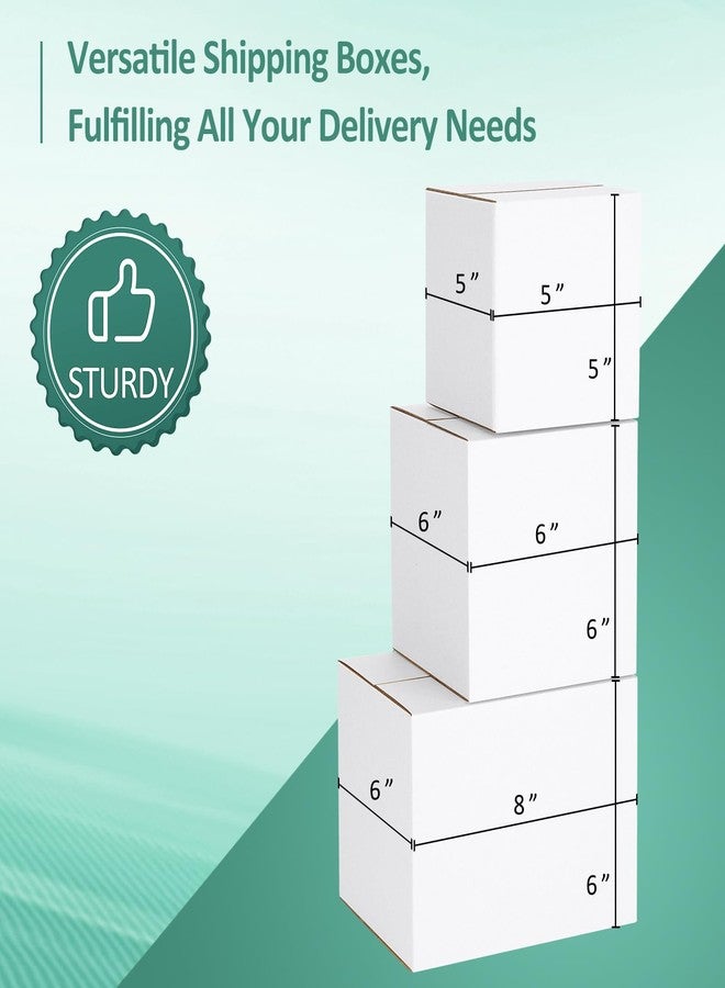 Eupako 30 Pack Small Shipping Boxes Assorted Sizes, White Corrugated Box Mailers, Cardboard Boxes for Packaging Small Business, Mailing, 5x5x5 & 6x6x6 & 8x6x6 10 PCS Each Small Boxes - Image 4