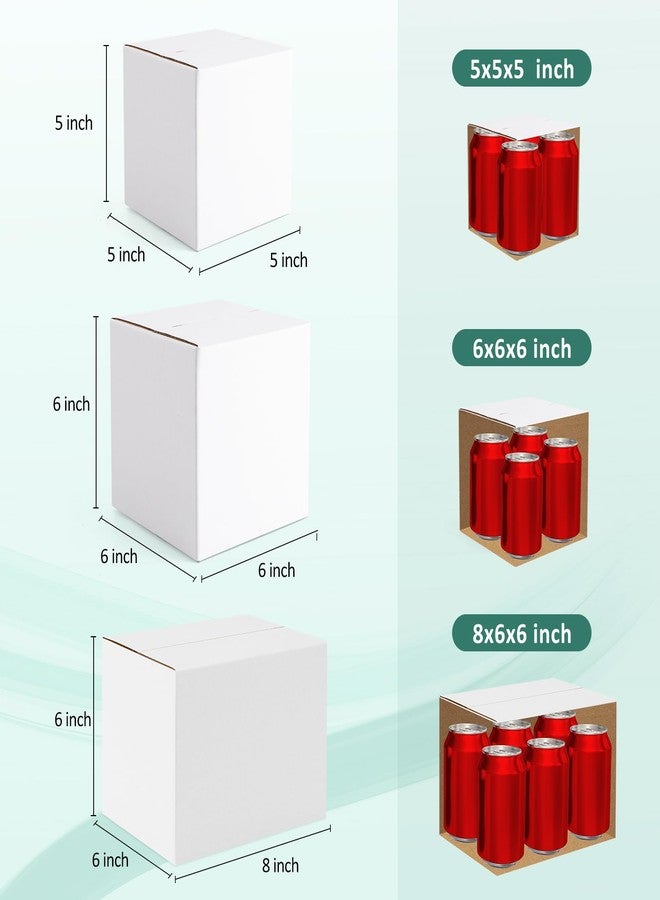 Eupako 30 Pack Small Shipping Boxes Assorted Sizes, White Corrugated Box Mailers, Cardboard Boxes for Packaging Small Business, Mailing, 5x5x5 & 6x6x6 & 8x6x6 10 PCS Each Small Boxes - Image 2