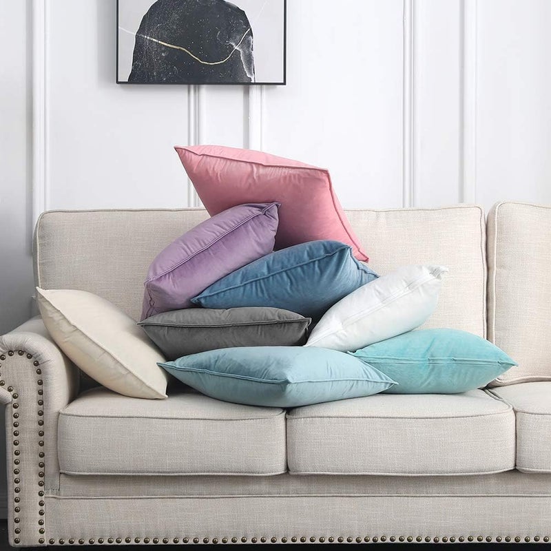 MIULEE Pack of 2 Decorative Velvet Throw Pillow Cover Soft Pillowcase Solid Square Cushion Case for Sofa Bedroom Car 26x26 Inch Grey - Image 5