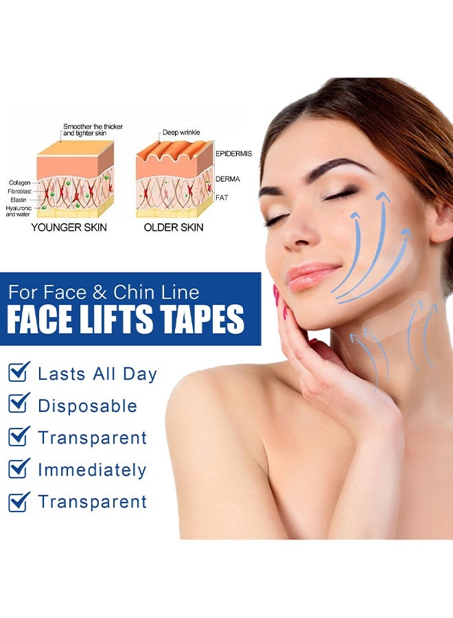 EELHOE 40PCS Face Lift Tape, Face Neck Tape Lifting Invisible, High Elasticity Wrinkle Patches, Invisible Face Tapes For Lifting Eyes Double Chin Jowls, Wrinkle, Lifting Saggy Skin, Waterproof, Face Stickers Neck Eye Double Chin Lift V Shape - Image 5
