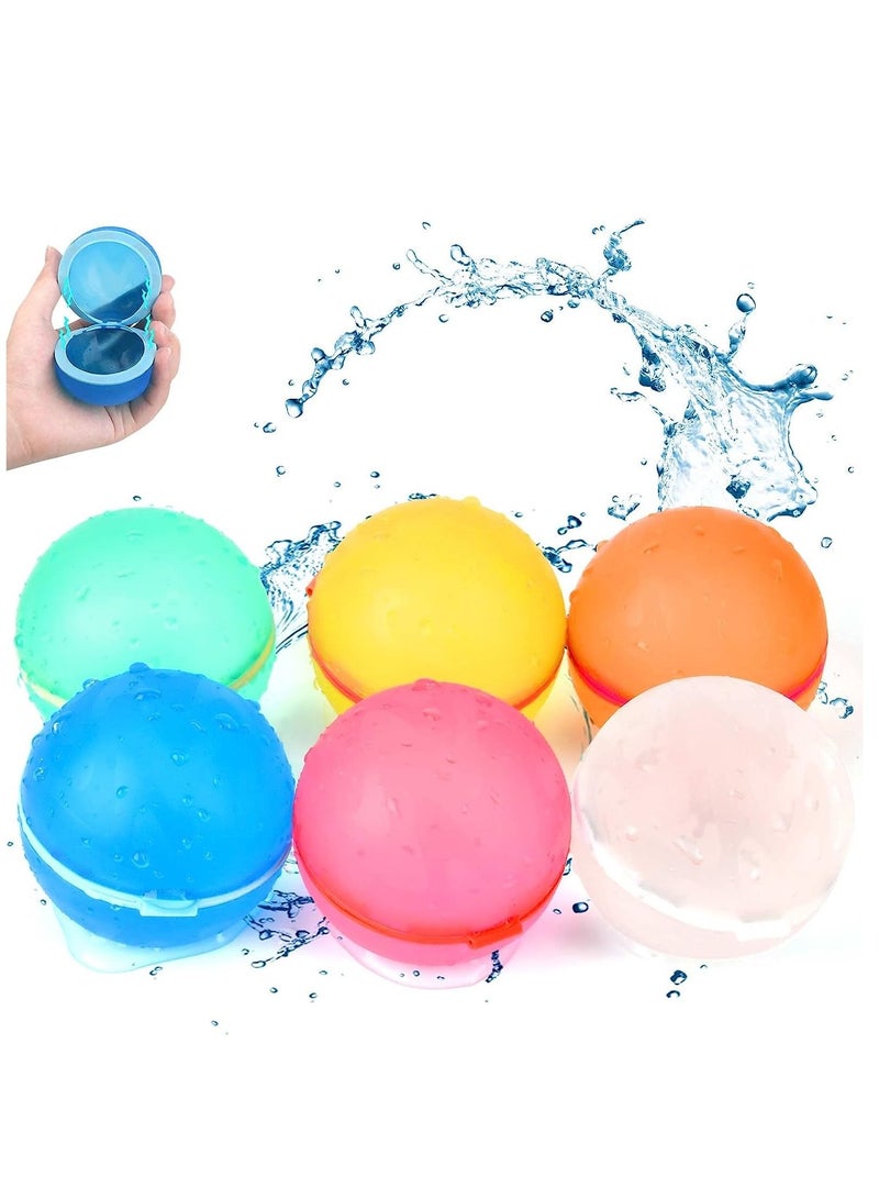 ميكسد 6 قطع من البالونات المائية القابلة لإعادة الاستخدام، ألعاب مائية للشاطئ والبركة للأولاد والبنات، ألعاب صيفية خارجية للأطفال، كرة مائية للأنشطة الخارجية - Image 1