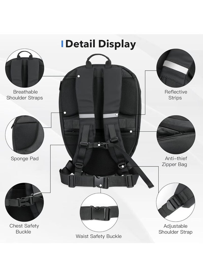 TIGER LED Knight Smart 19" Backpack - Programmable Motorcycle Helmet Bag with Dynamic Art, Waterproof Hard Shell - Image 2