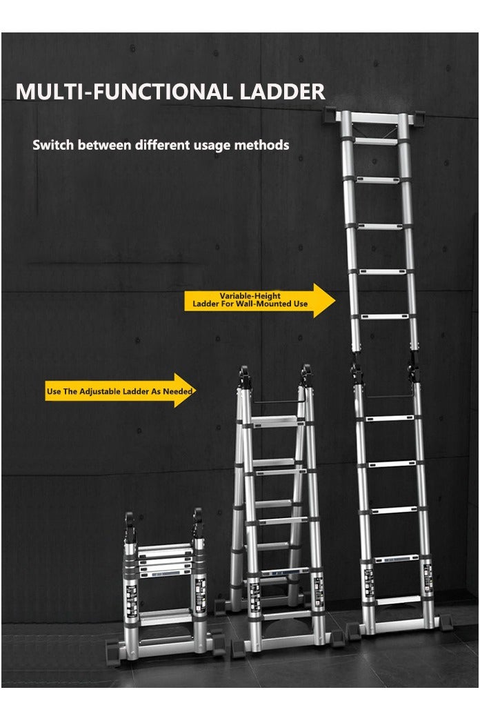 OASIS DESERT The Multi-Functional Stainless Steel Telescopic Ladder Is Foldable And Comes With A Portable And Compact Anti-Slip Device. It Is Suitable For Indoor Or Outdoor Use (3.3m + 3.3m = 6.6m) - Image 3