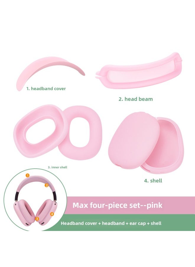 Generic - Digital Computer/bluetooth Headset Case/bluetooth Headset Shell Protective Cover For Airpods Pro-Color:max Four-piece Pink (head Beam + Beam + Ear Cap + Shell)-Model:Applicable To Airpods Max - Image 1