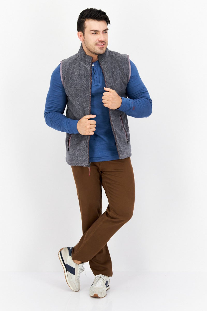 TRUE GRIT Men Houndstooth Pattern Vest Jacket, Grey - Image 3