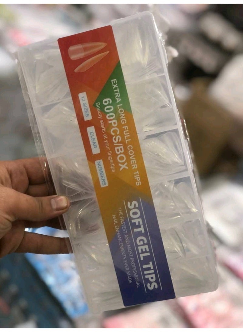 600pcs X Gel Nails Set, Semi-Gloss Clear Matte Acrylic Gel Nail Tips, Pre-Shaped Artificial Nail Tips for Nail Extension - Image 3