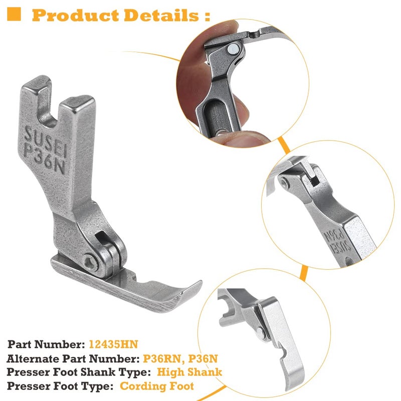 Hicello 4PCS Different Zipper Presser Foot P36L P36N P363 S518N Compatible with JUKI Brother Singer Consew Typical Industrial Single Sewing Machines - Image 4