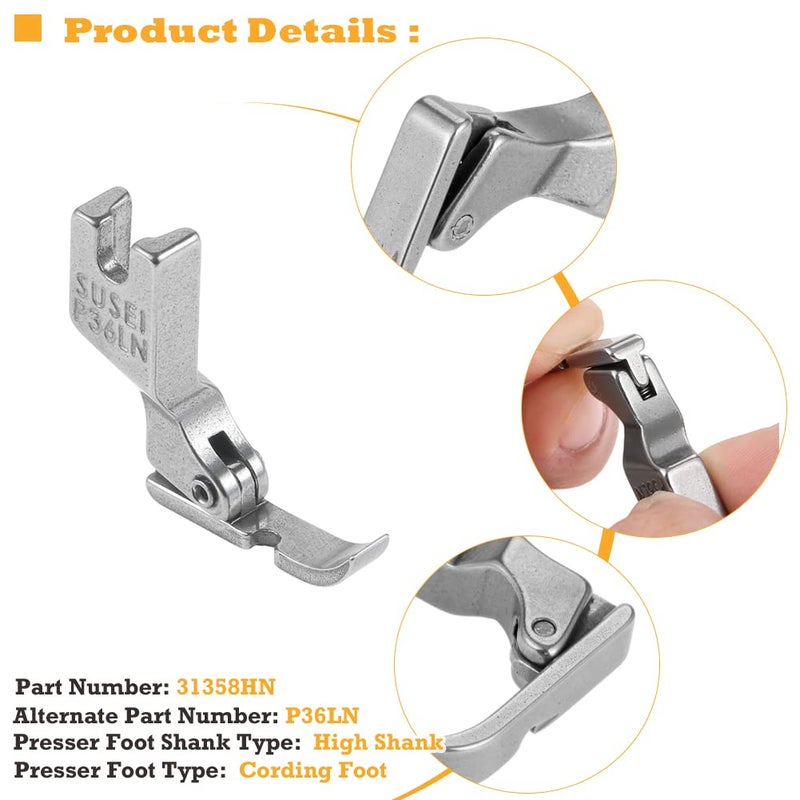 Hicello 4PCS Different Zipper Presser Foot P36L P36N P363 S518N Compatible with JUKI Brother Singer Consew Typical Industrial Single Sewing Machines - Image 3