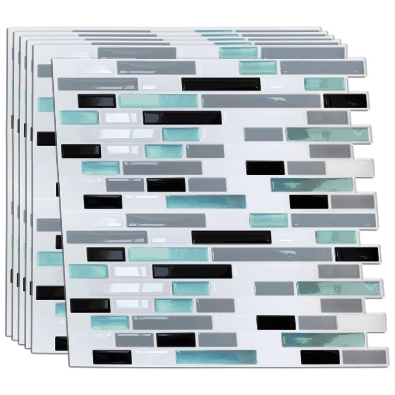 WALPLUS 24 Sheets 12 x 6 40 More Coverage Peel and Stick Backsplash Tile Sticker for Kitchen Stick on Backsplash Subway Bathroom Water Heat Resistant Metalic Turquoise Glossy