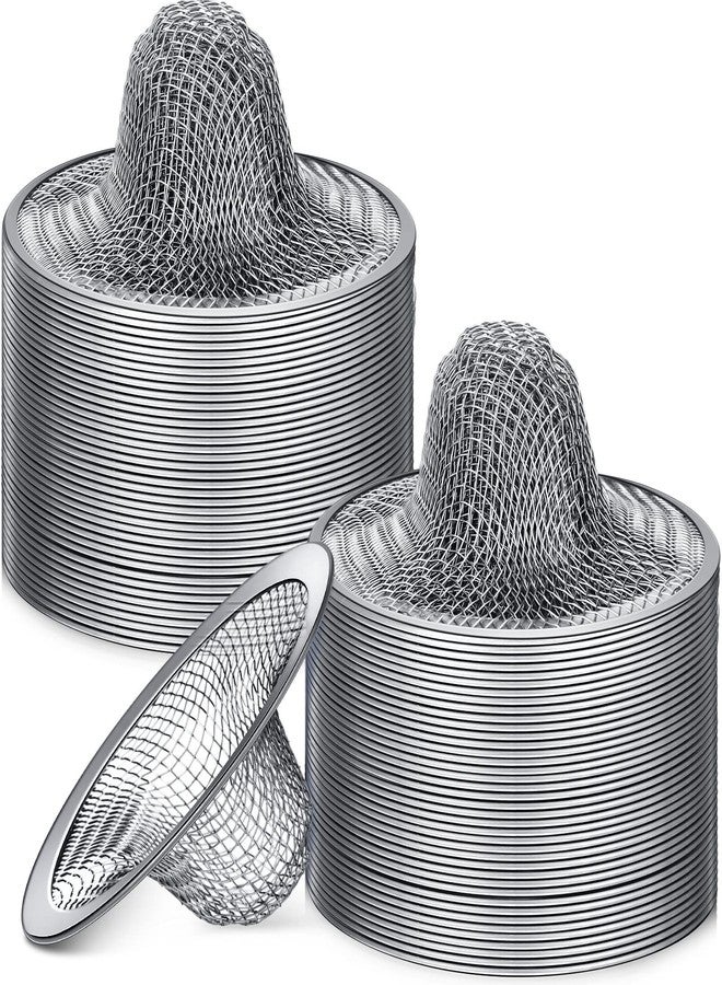 Shimeyao 100 Pcs 2.75 Mesh Sink Strainers Stainless Steel Drain Strainer Mesh Shower Drain Hair Catchers for Bathroom Kitchen for Lavatory Balcony Laundry Mop Pool RV Sink - Image 1