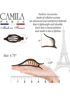 CAMILA Paris Cp2372 2Pk French Hair Clips Large Slide Hair Clips For Volume Hair Strong Hold No Slip Grip Girls Hair Claw Clips For Women Durable Styling Girls Hair Accessories Made In France  - Image 2