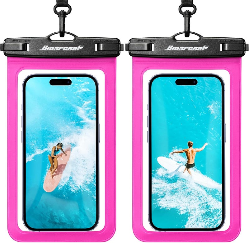 حركول حقيبة هاتف مقاومة للماء من ، غطاء هاتف مقاوم للماء لأيفون 16 15 14 13 Pro Max Plus حتى 8.3 بوصة، حقيبة جافة IPX8 للهاتف المحمول للشاطئ والكروز - أحمر ساطع - عبوتان - Image 1
