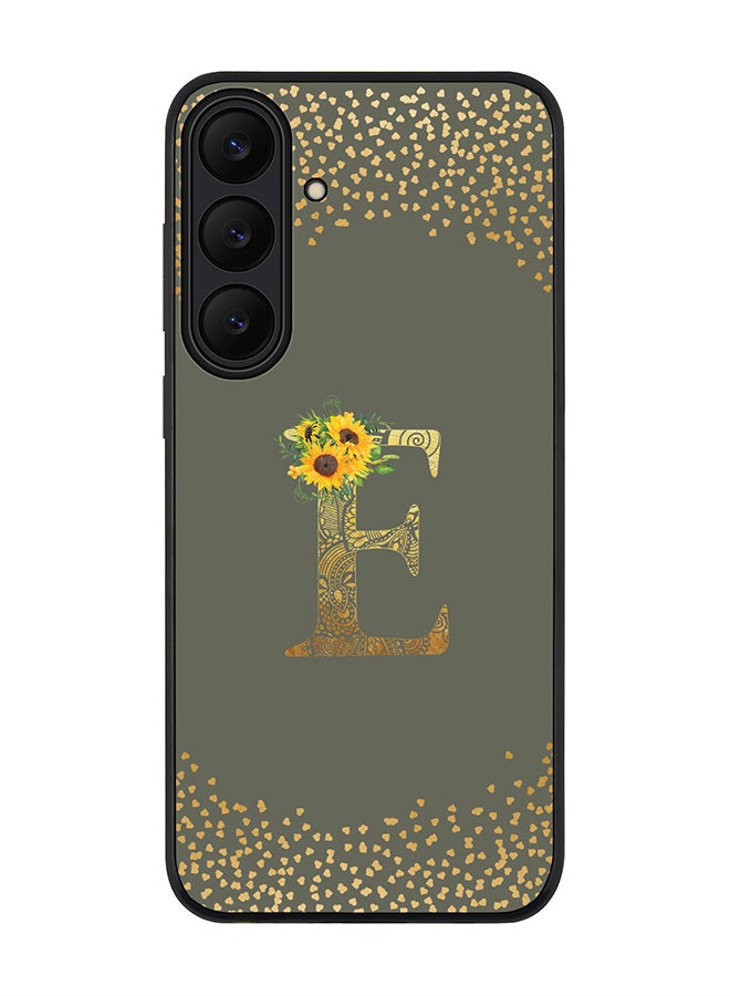 Stylizedd For Samsung Galaxy S25 FE Case,Slim fit Camera Protection, Shockproof Thin Phone cover  - Custom Floral Monogram - E  (Olive Green )